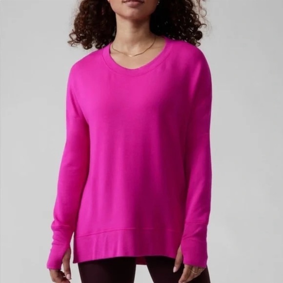 Athleta Tops - ATHLETA Coaster Luxe Sweatshirt Barbie Pink, Size Medium